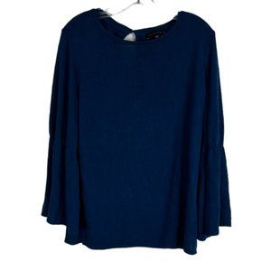 Anthropologie Sanctuary pullover knit sweater top Sz M long bell sleeve blue